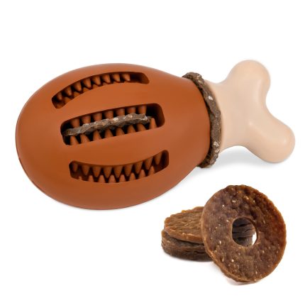 PetSafe Busy Buddy Chompin' Chicken Dog Toys ?C Treat Ring Holding Chew Toy ?C BPA Free Rubber ?C Chicken Scented ?C Interactive Pet Puzzle for Boredom or Separation Anxiety ?C Small to Large Dogs