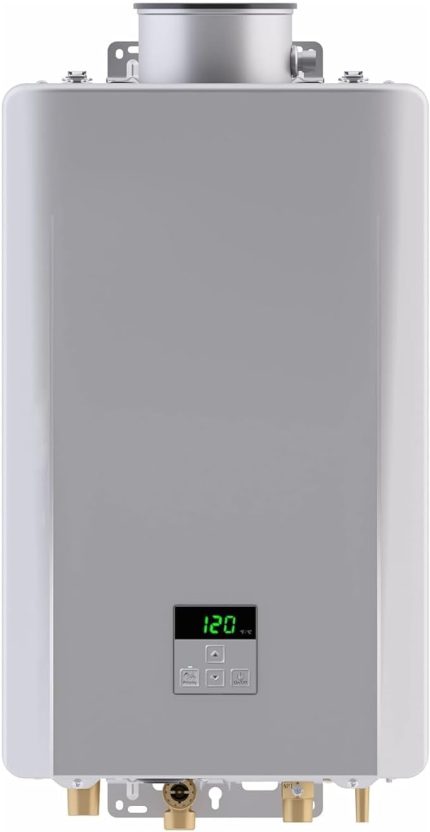Rinnai RE199iN Non-Condensing Natural Gas Tankless Water Heater, Up to 9.8 GPM, Indoor Installation, 199,000 BTU