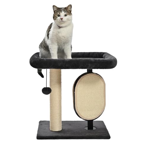 Single-Platform Cat Tree with Scratching Post and Pad for Indoor Cats, 15.7 x 11.8 x 18.5'', Gray