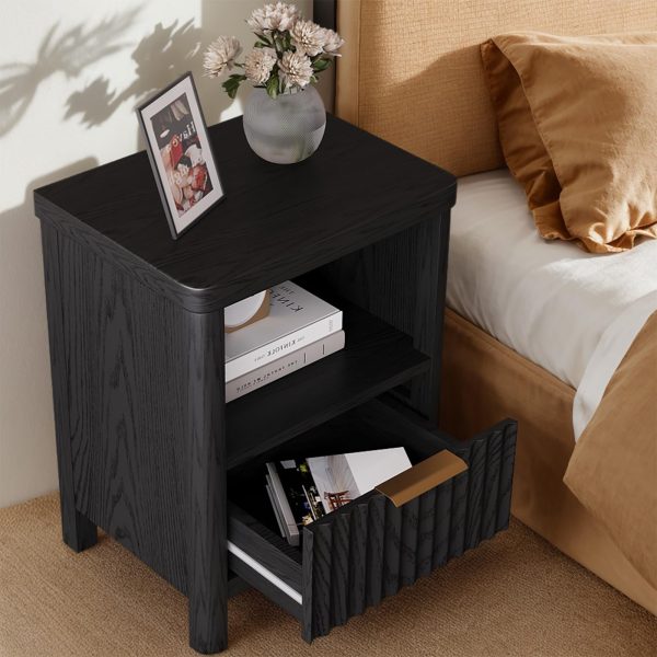 End Table with Charging Station, Narrow Side Table for Living Room, Farmhouse Night Stand with Storage, Small Wooden Cabinet with USB Ports and Outlets for Living Room and Bedroom, Espresso