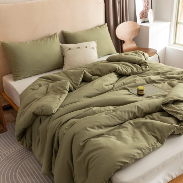 Oversized King Comforter Olive Green, 3pcs(1 Comforter & 2 Pillowcases) Lightweight Oversized King Size Comforter Sets Bedding Blanket Quilts